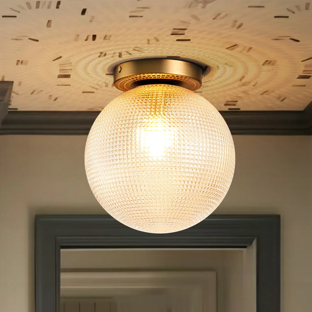 Brunsville Orb-Shaped Glass Flush Ceiling Light