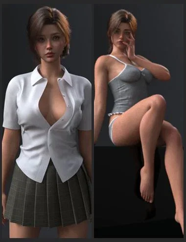 dForce EG Summer Preppy Set and Poses for Genesis 9 Bundle