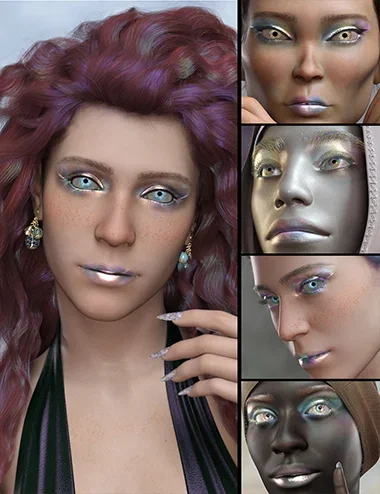AB Iridescent Makeup and Nails for Genesis 9