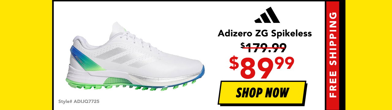 adidas Adizero ZG Spikeless Golf Shoes - Cloud White/Silver Metallic/Lime Burst
