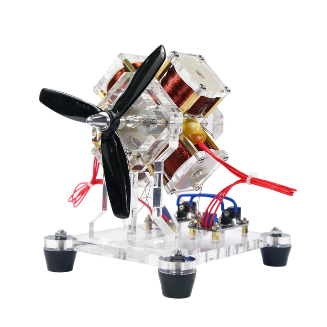 Transparent Acrylic Four-Coil Brushless Hall Motor Model, STEM Electromagnetic Science Display