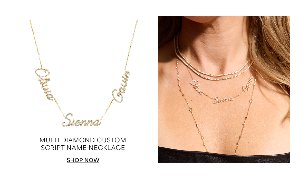Multi Diamond Custom Script Name Necklace