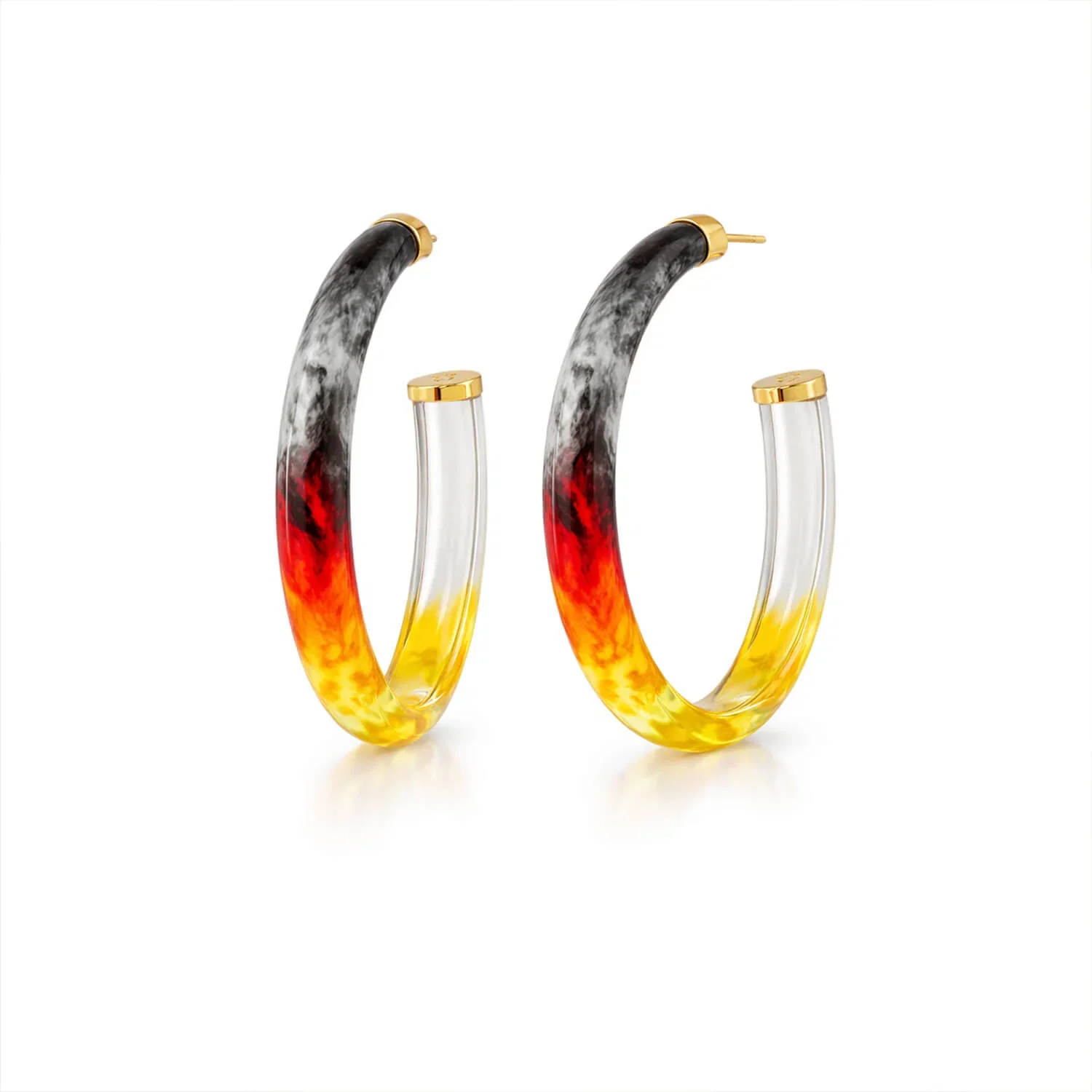 Image of SAMPLE SALE - XL Oval Tie Dye Lucite Hoop Earrings - GAME DAY