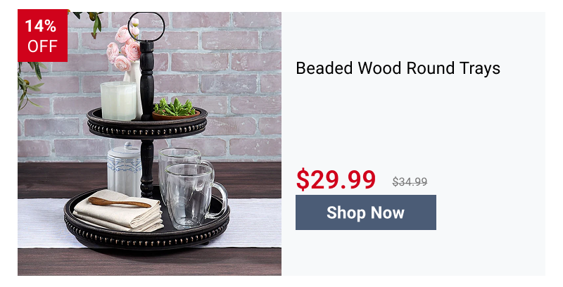 Beaded Wood Round Trays