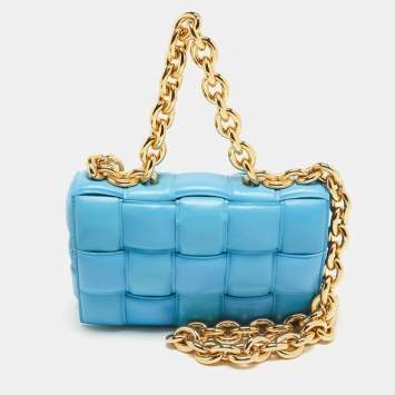Blue Intrecciato Leather Casse
