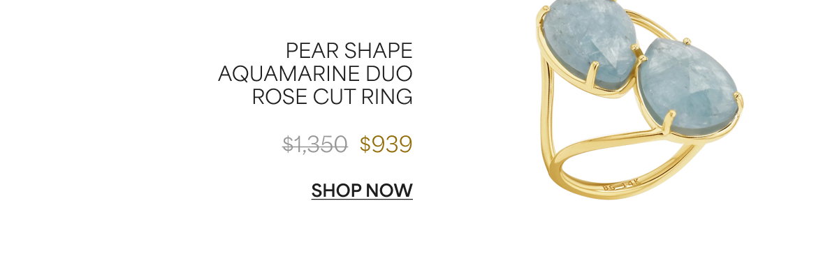 Pear Shape Aquamarine Duo Rose Cut Ring