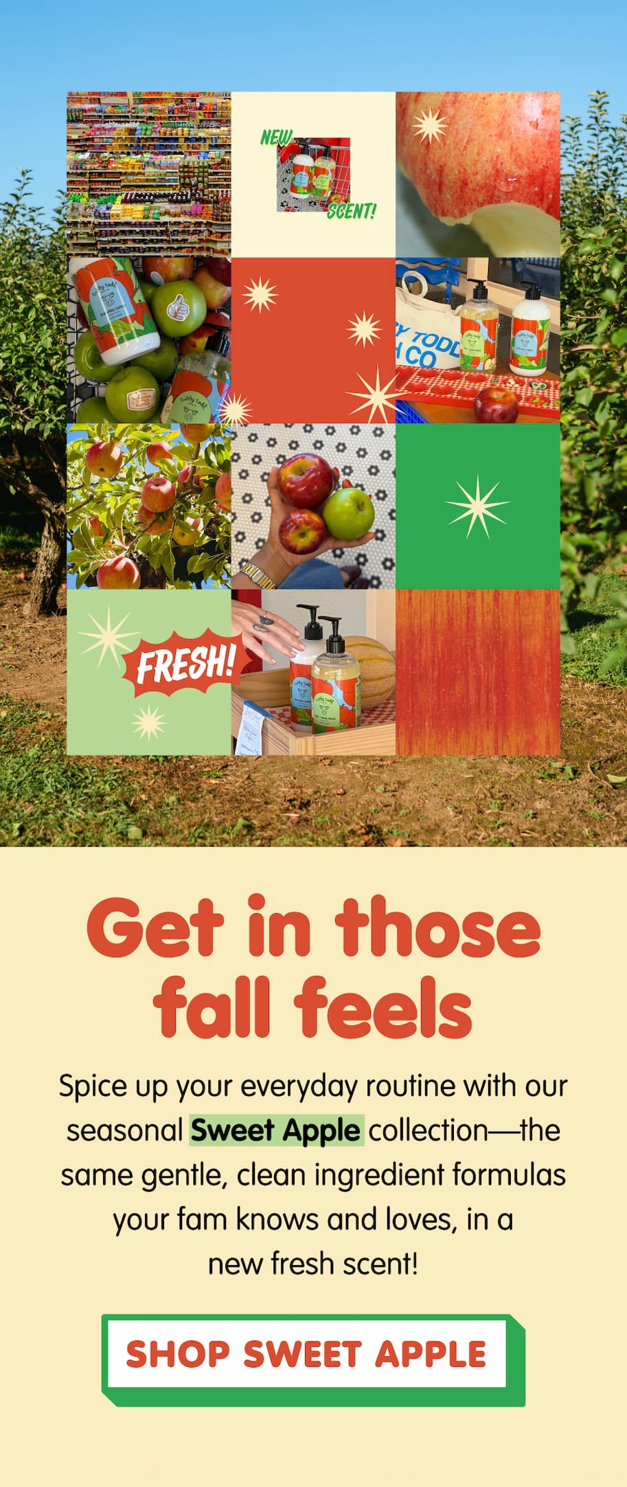 fall mood board showcasing the sweet apple collection