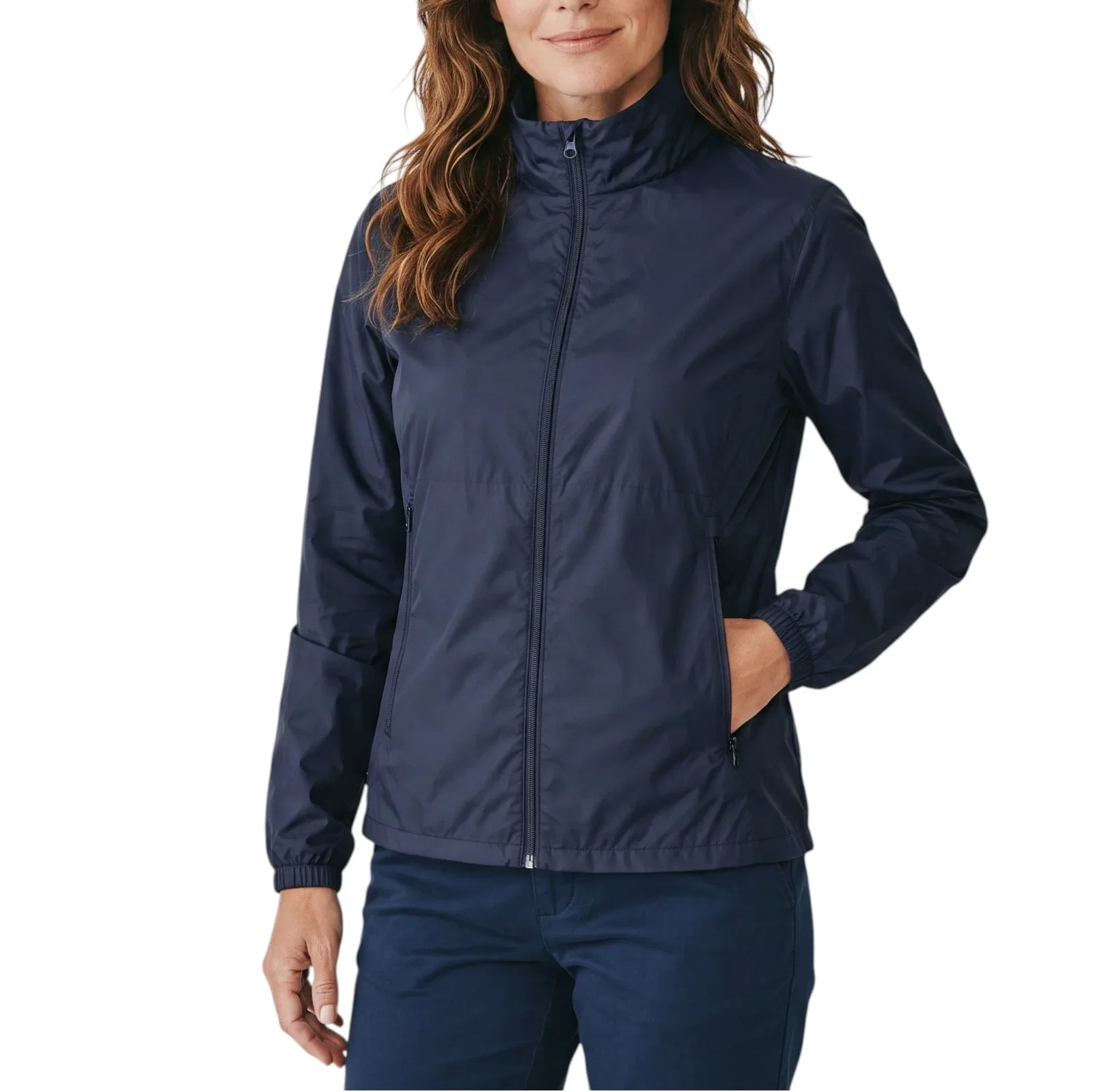 Image of Cross Women's Kiawah Windbreaker Golf Jacket - Black/Navy