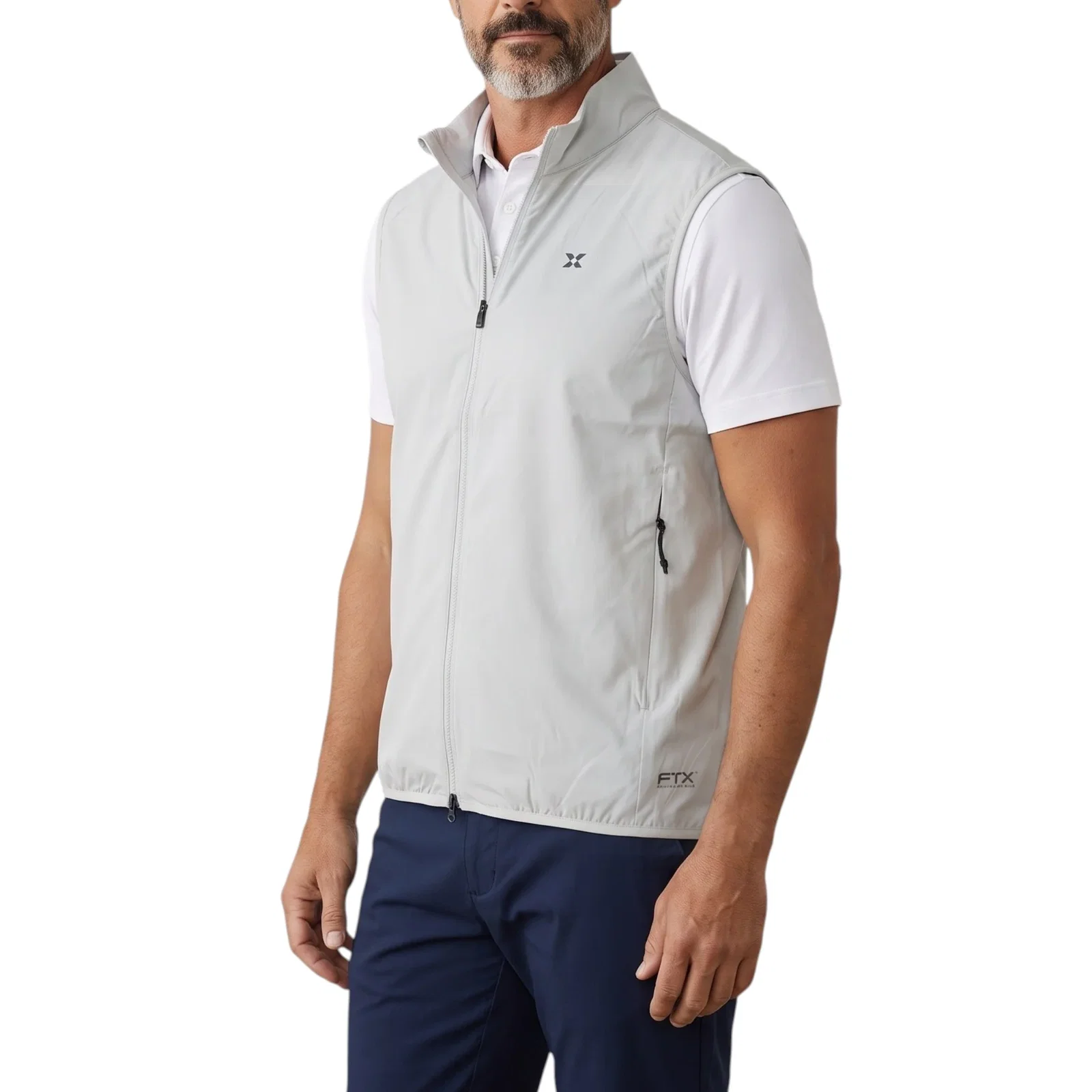 Image of Cross Merion Lightweight Wind Golf Vest - Pale Grey