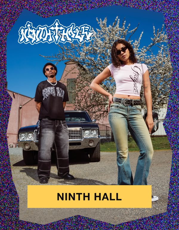 Shop Ninth Hall, including bootcut denim and graphic tees
