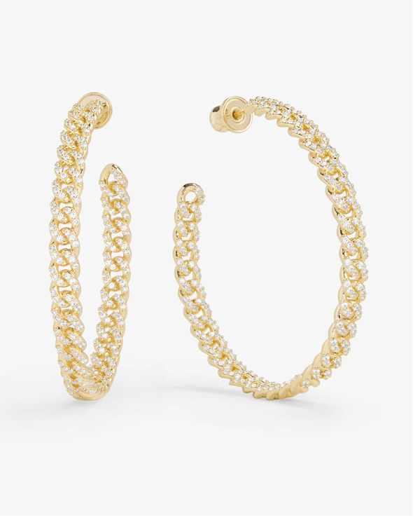 Pavé Julian Chain Hoops 2"