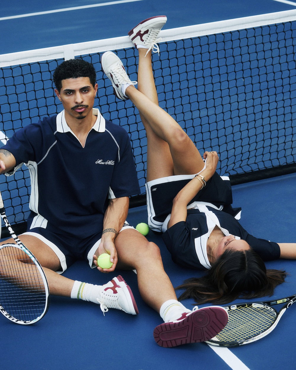 Tennis Polo - Navy/White