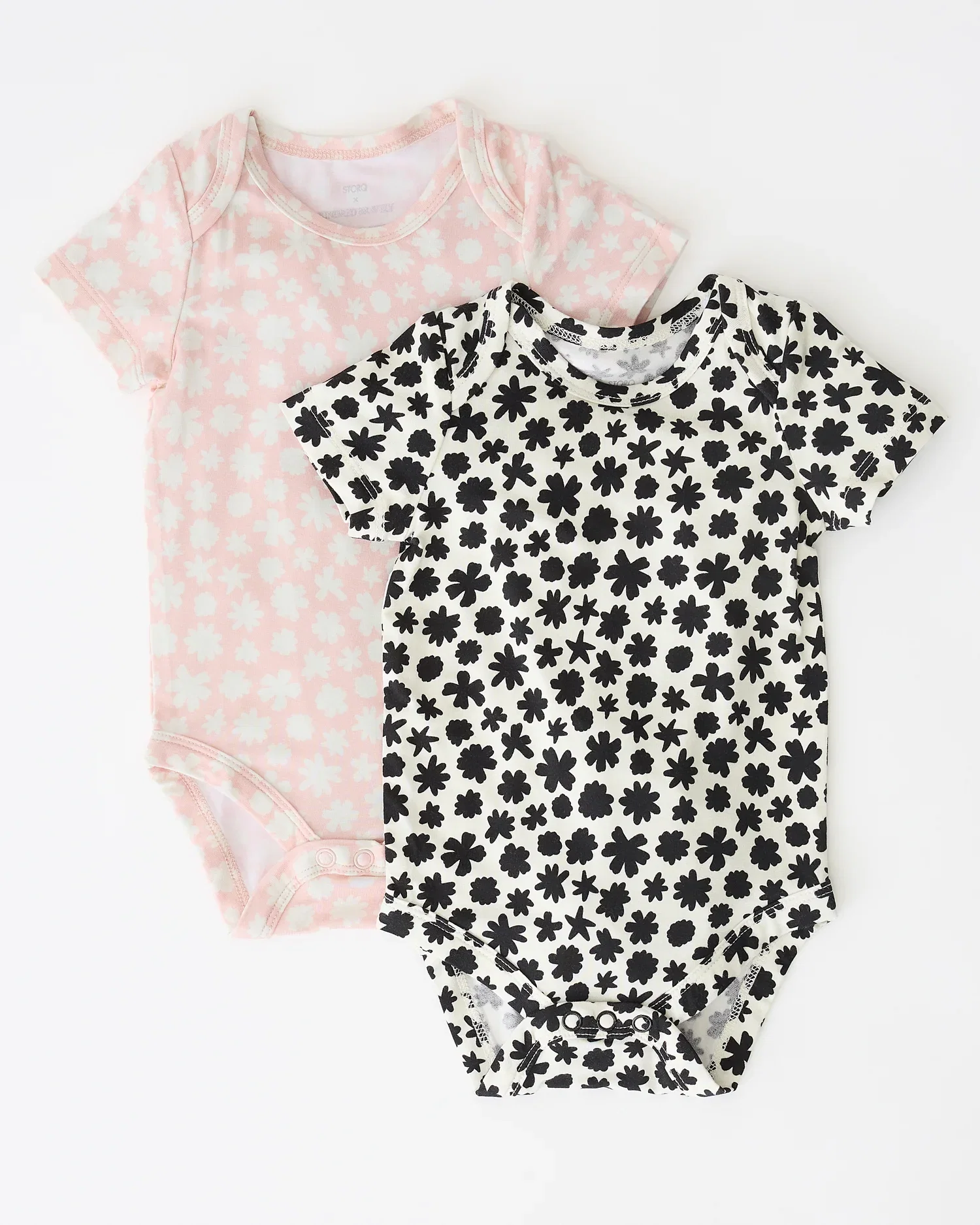 Image of Baby Onesie Two-Pack | Cream & Pink Chamomiles