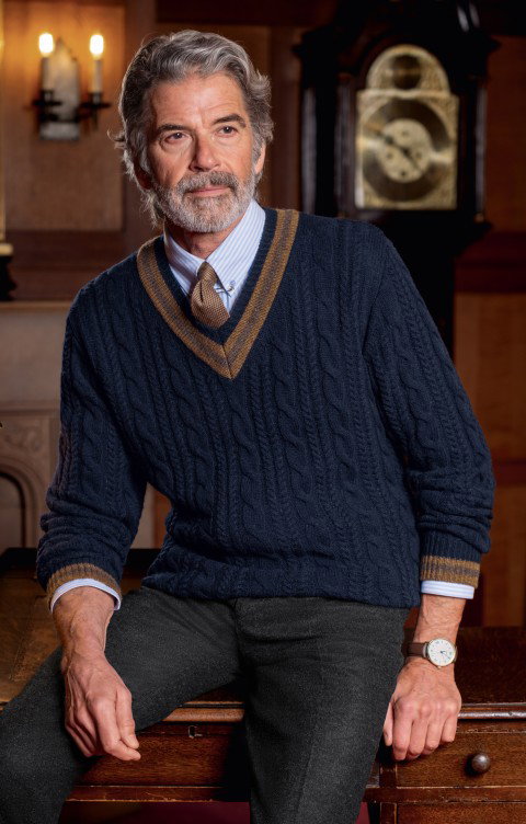 Men's House of Bruar Lambswool Henley V Neck Jumper