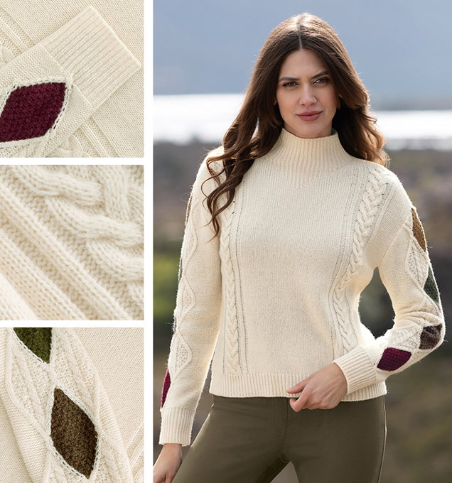 Lambswool Diamond Aran Jumper