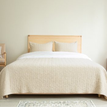 Avocado Herringbone 3-piece Organic Cotton Coverlet Set