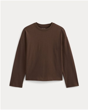 Image | Forever Jersey Boxy Long-Sleeve Crew |  Cocoa