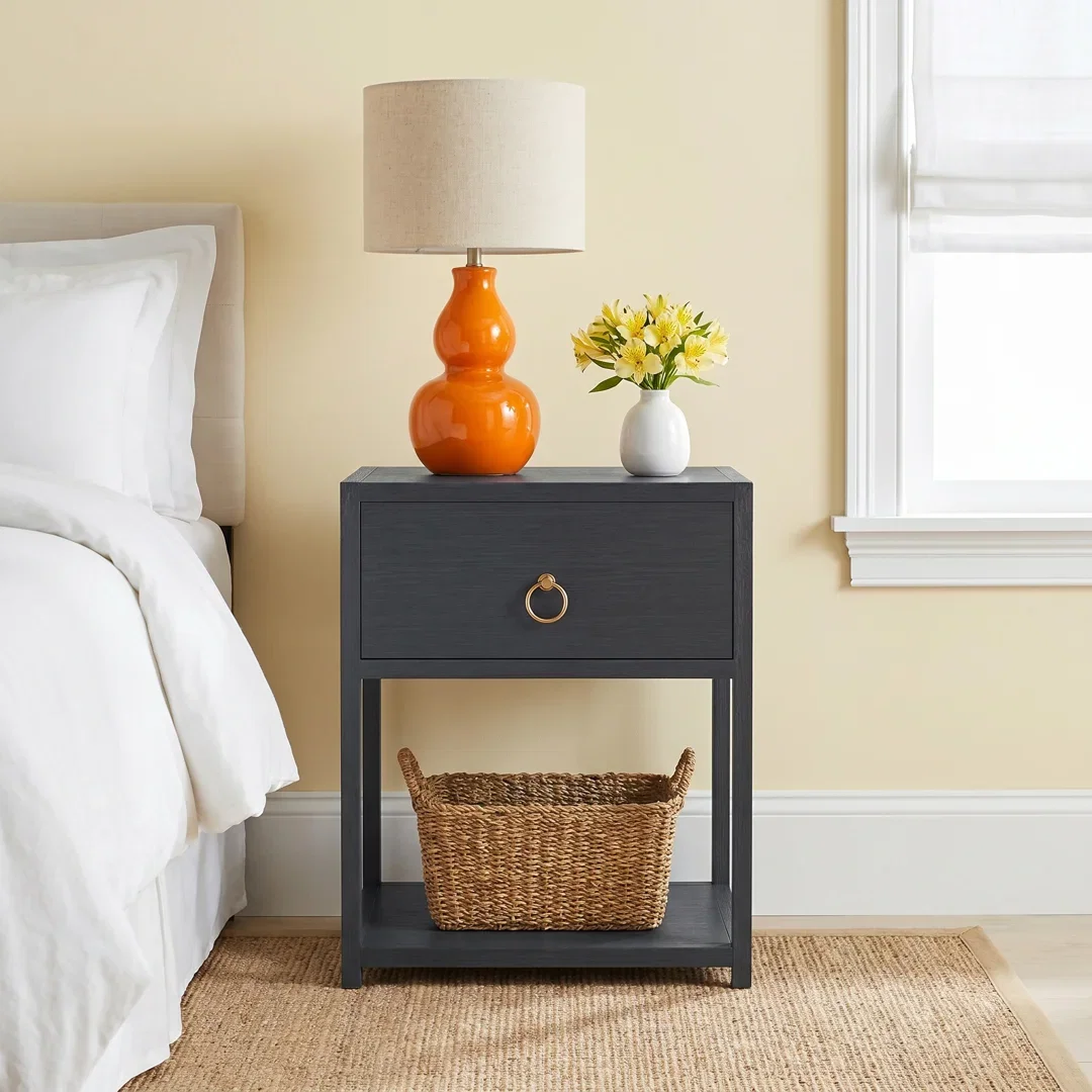 Elin 1-Drawer Acacia Nightstand
