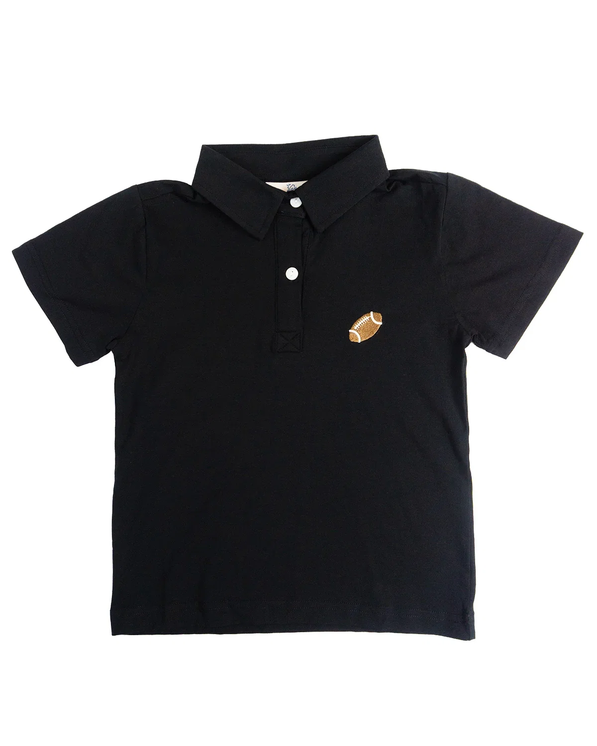 Image of Embroidered Football Black Polo Shirt