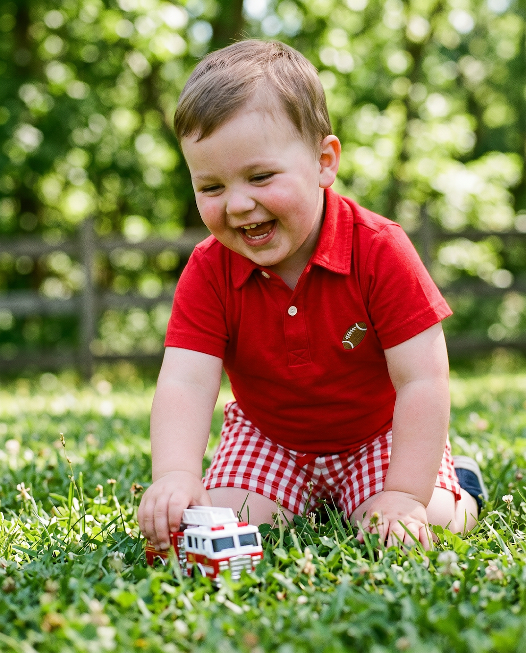 Embroidered Football Red Polo Shirt