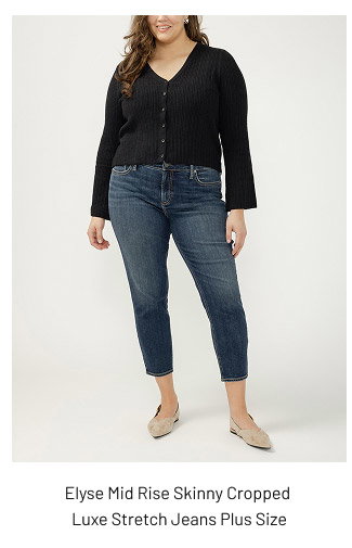 Elyse Mid Rise Skinny Cropped Luxe Stretch Jeans Plus Size