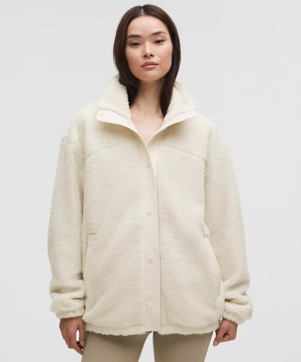 Boucle Fleece Snap-Button Jacket