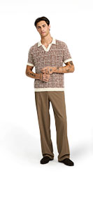 Shop Mens Textured Boucle Geo Tile Print Johnny Collar Sweater Polo