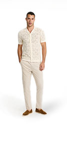 Shop Mens Geo Crochet Cotton Short Sleeve Sweater Polo