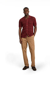 Shop Mens Cotton Open Knit Striped Pointelle Sweater Polo