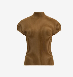 Shop Womens Fitted Ribbed Mock Neck Short Sleeve Sweater Tee