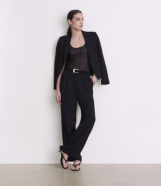 LOFT Versa Crepe Drape Pleated Relaxed Straight Pants