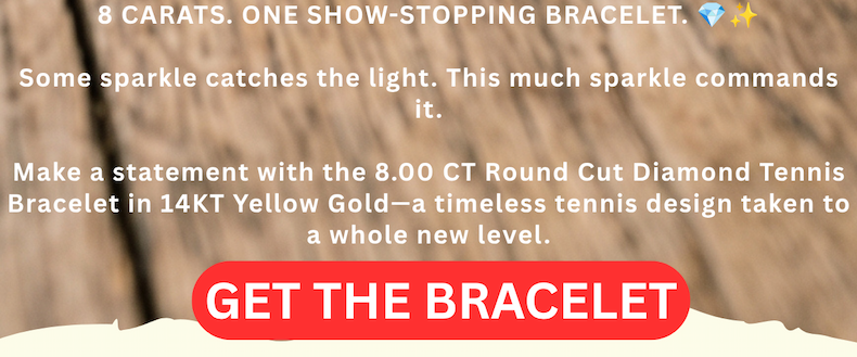 8.00 CT Round Cut Diamonds in 14KT Yellow Gold - Tennis Bracelet