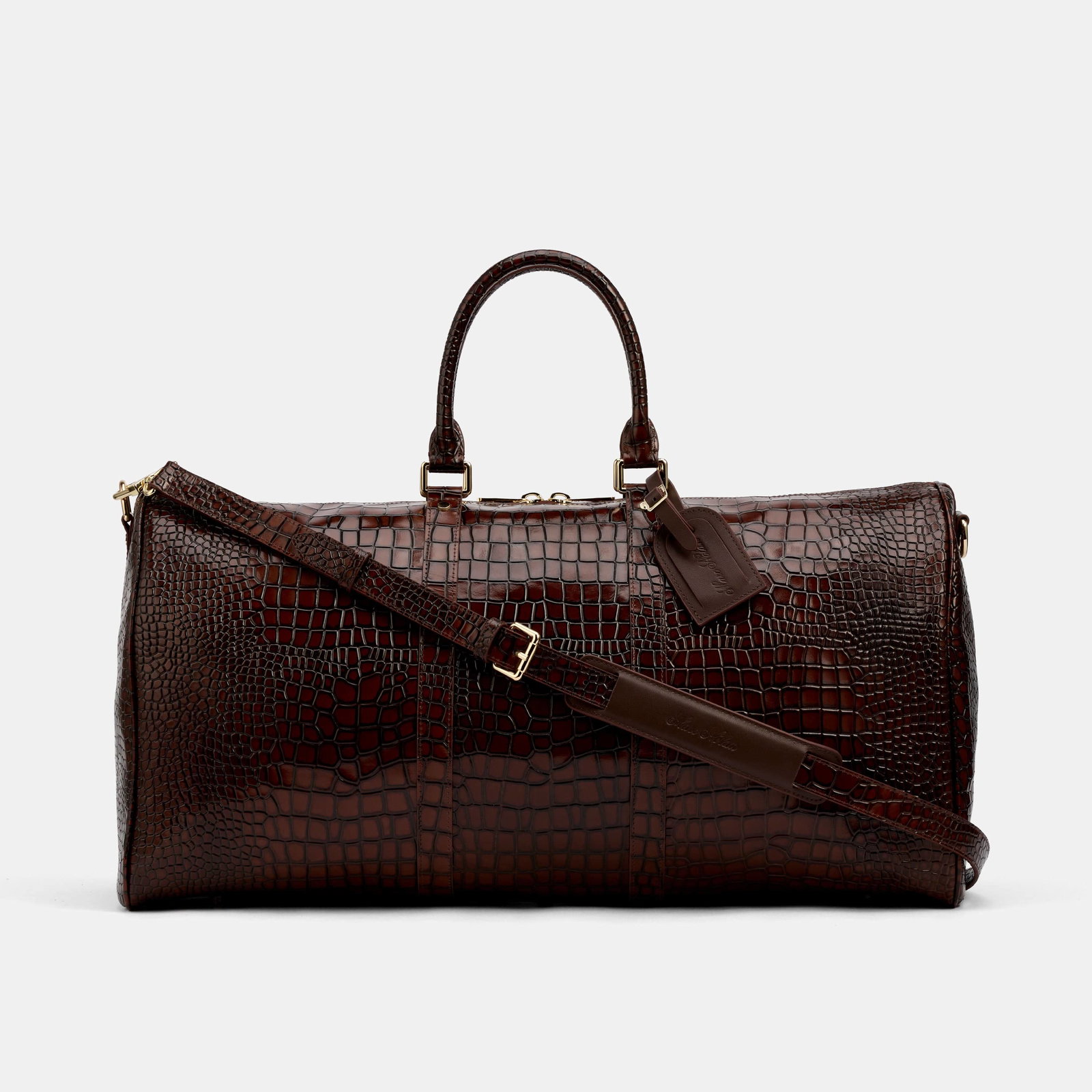 Image of Marc Nolan Large Weekender Duffle Bag - Brown Crocskin