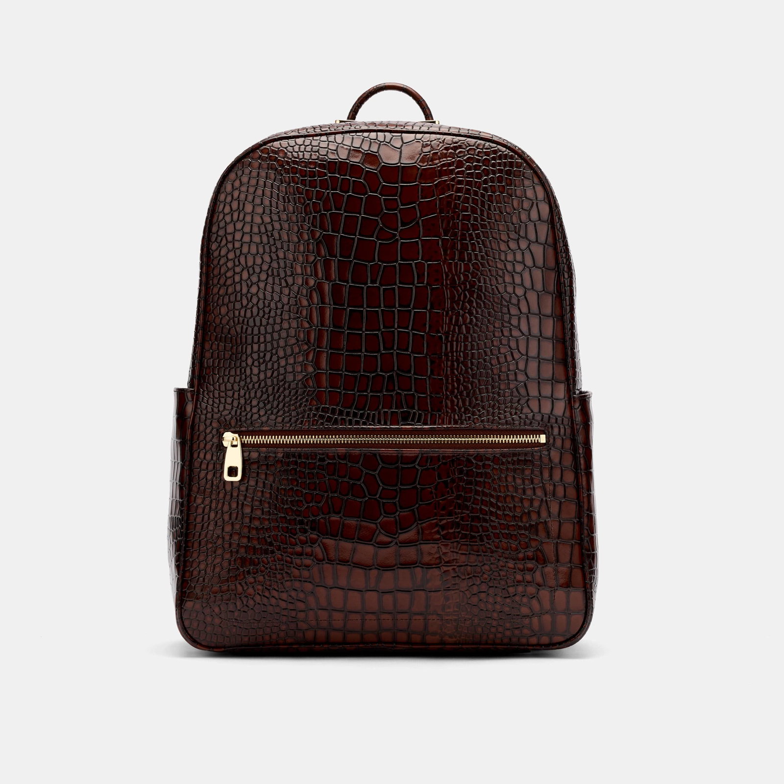 Image of Fulton Brown Crocskin Leather Backpack