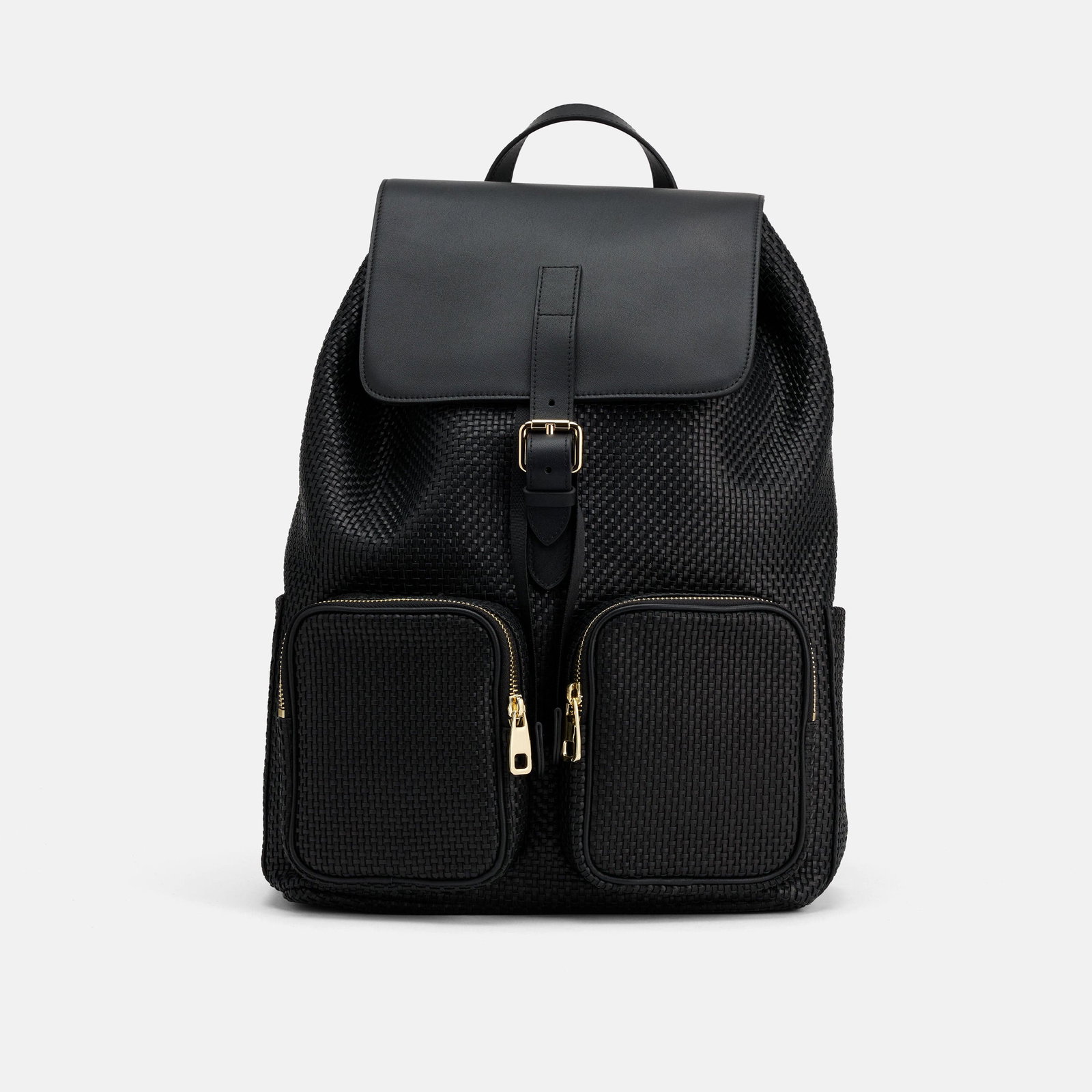 Image of SOHO Woven Black Leather Backpack