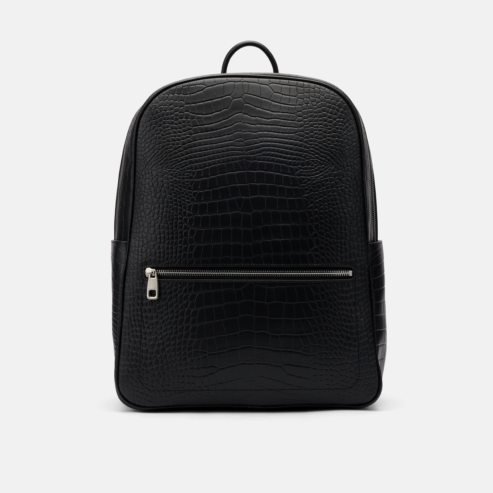 Image of Fulton Black Crocskin Leather Backpack