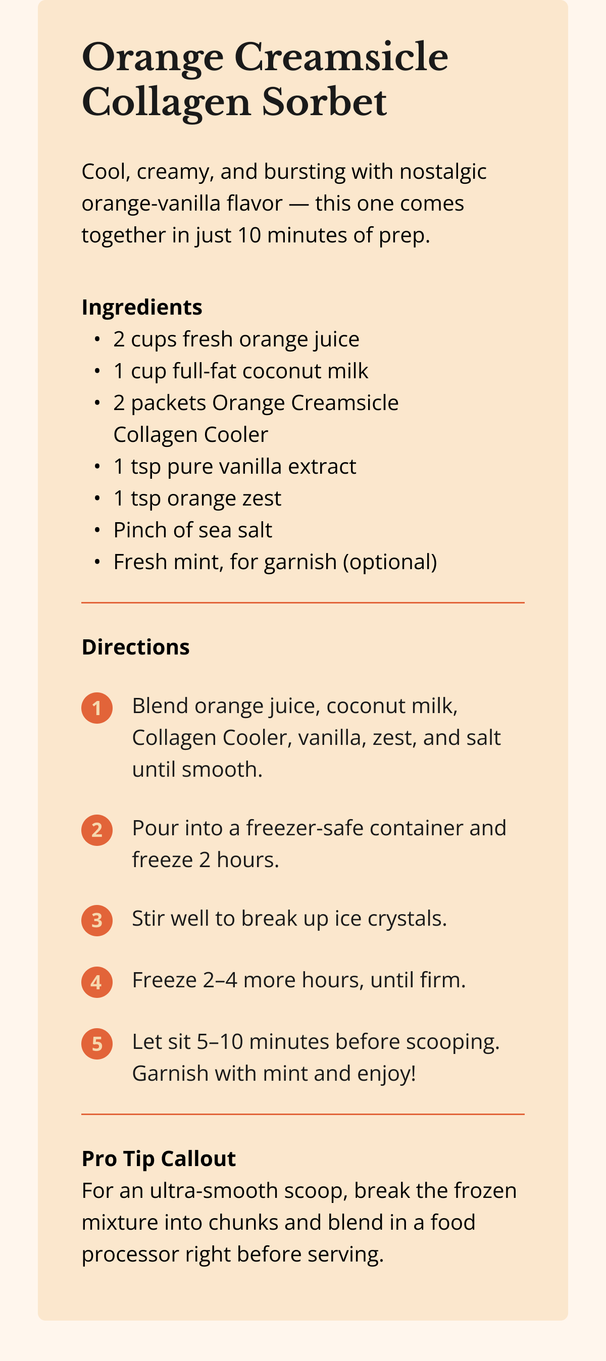 Orange Creamsicle Collagen Sorbet