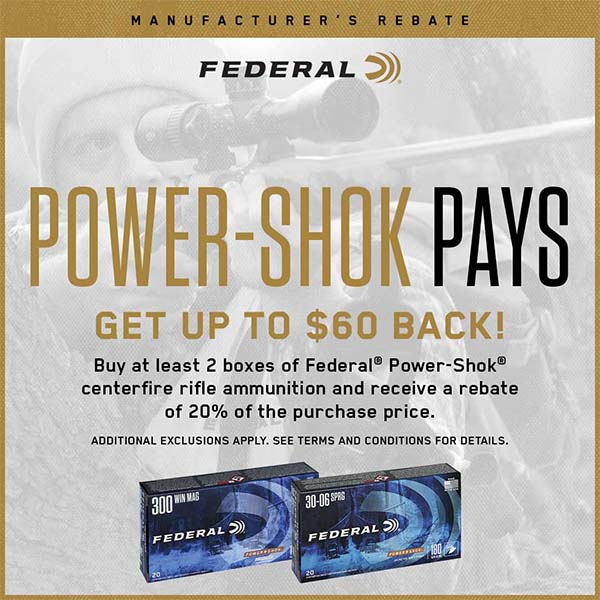 Federal Power-Shok Pays Rebate 2026