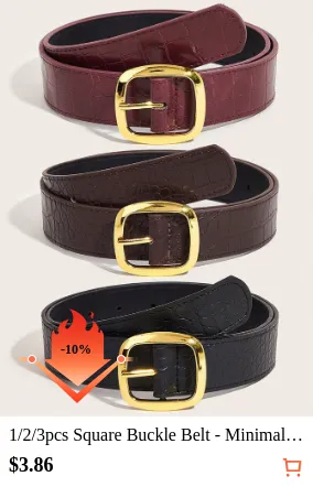 1/2/3pcs Square Buckle Belt -...