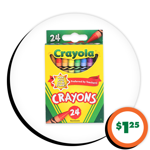 $1.25 Crayola® Crayons, 24-pk.