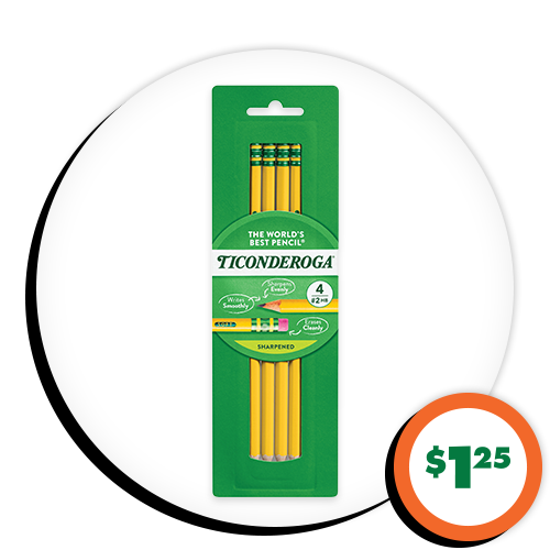 $1.25 Ticonderoga® Pre-Sharpened Pencils, 4-pk.
