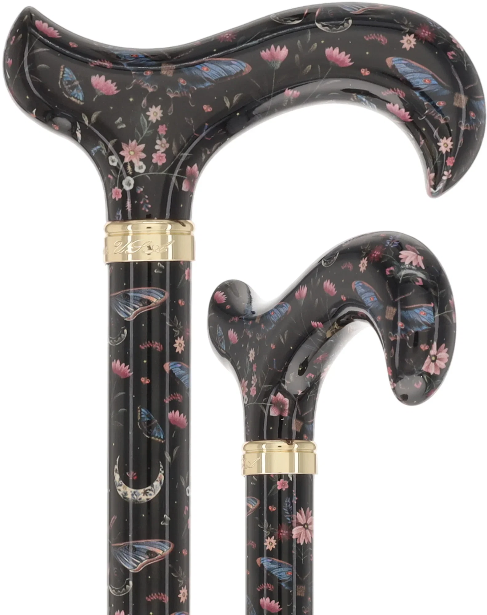 Image of The Night Garden Designer Cane:  Patterned Derby Handle