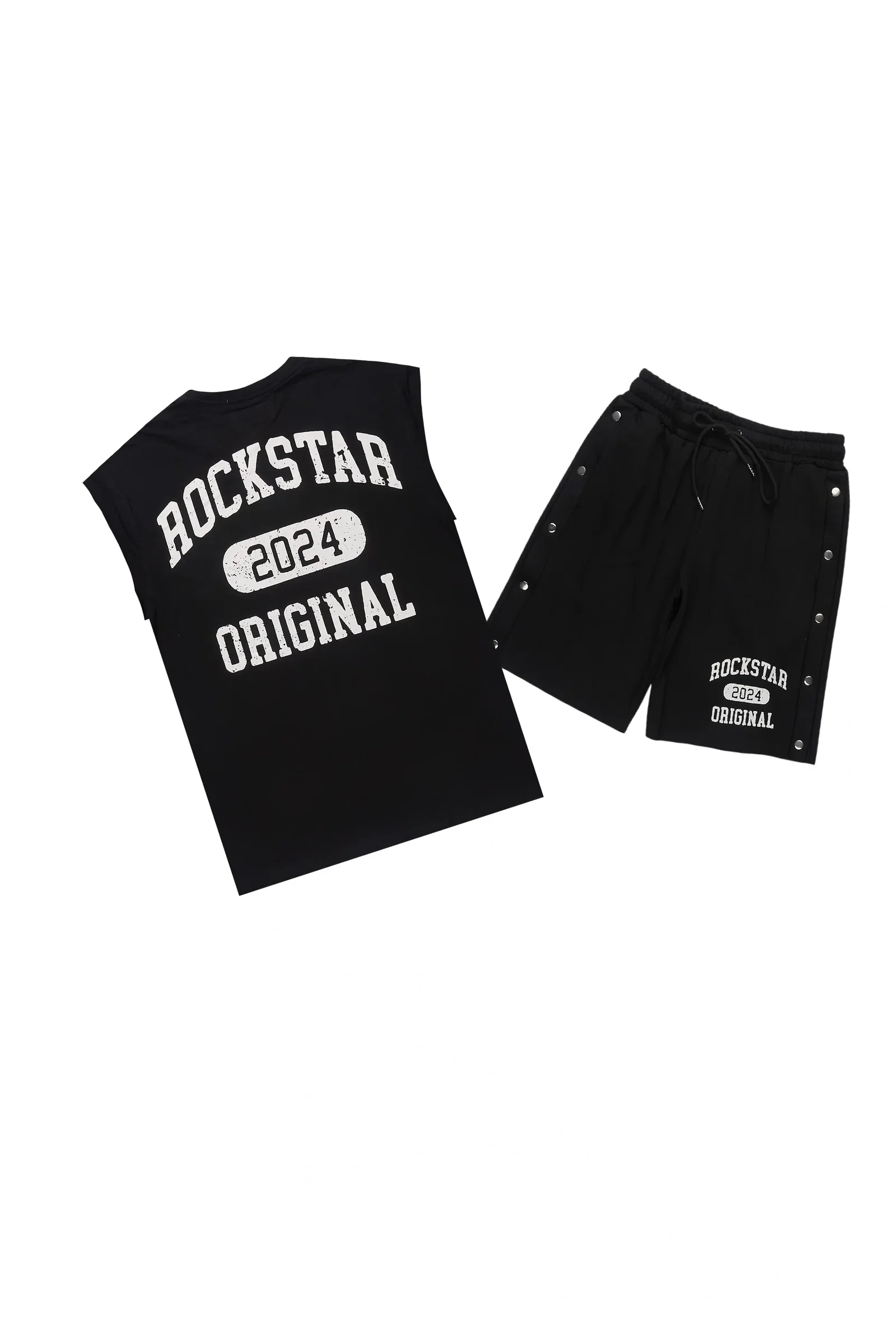 Image of Lex Black Cut Sleeve T-Shirt/Short Set