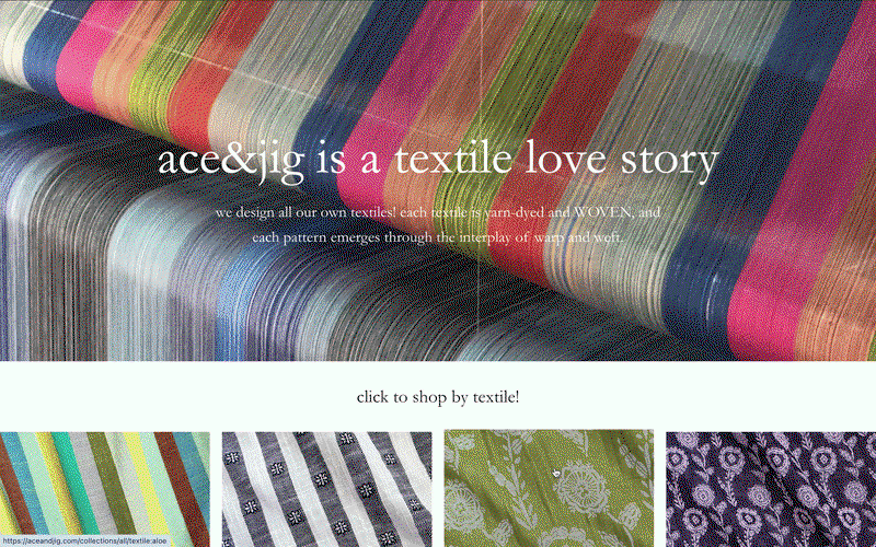 screengrab of shop by textile page