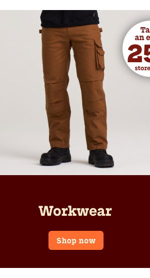 Workwear Take an extra 25% off* storewide