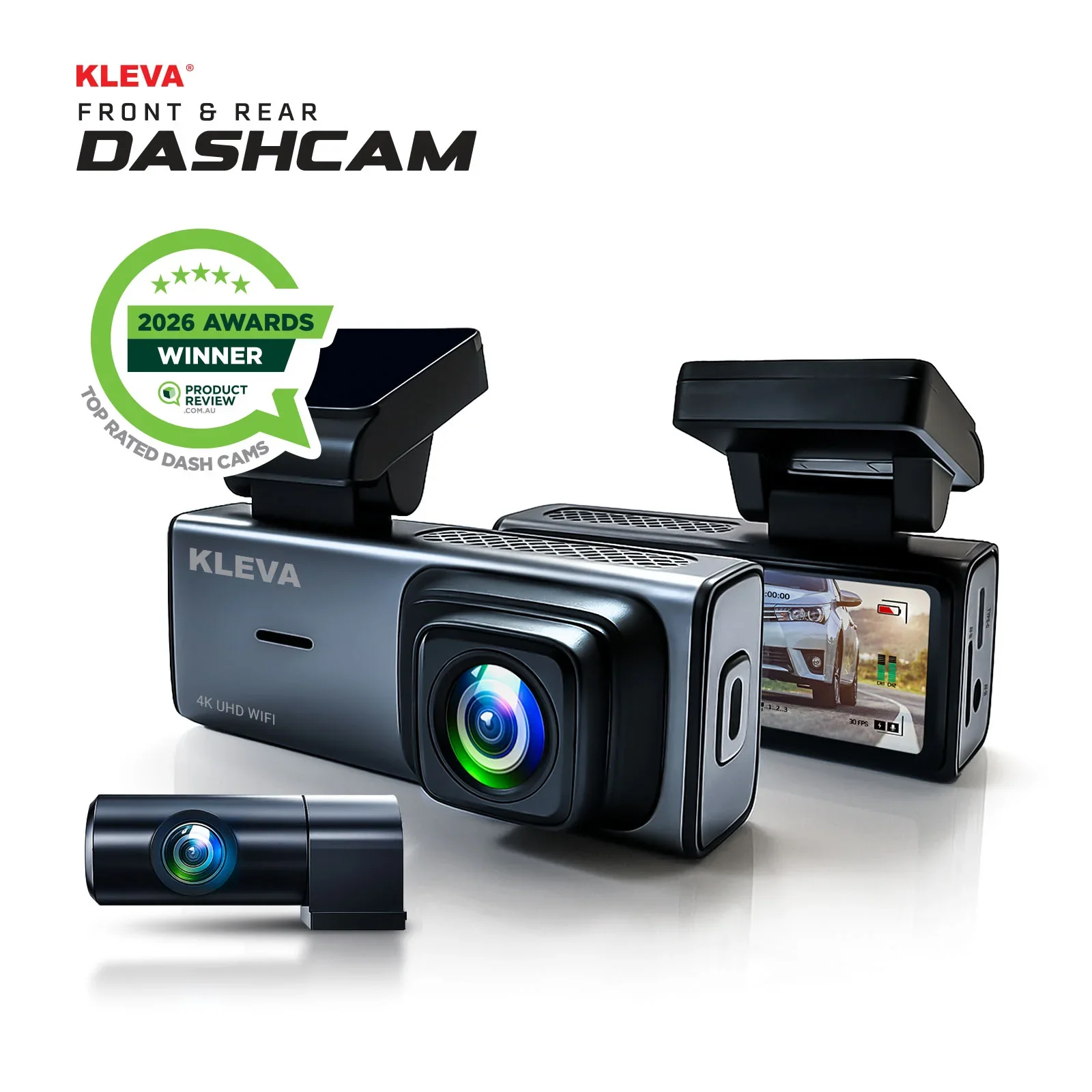 Image of 4K UHD Front & Rear Dash Cam + FREE 32GB Card