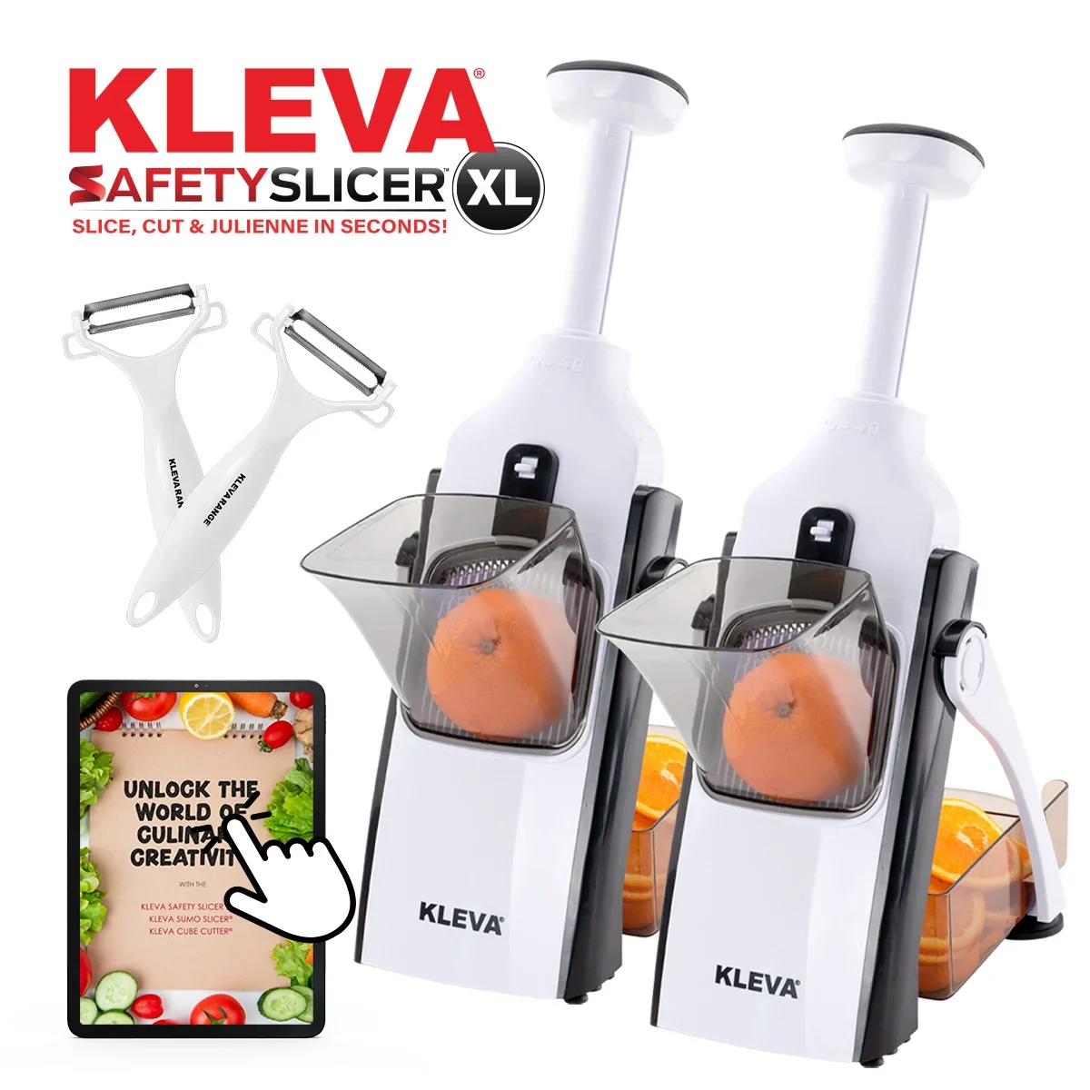 Image of Safety Slicer™️ One-Push XL Vegetable Slicer + FREE Peelers
