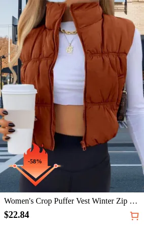 Women s Crop Puffer Vest Winter...