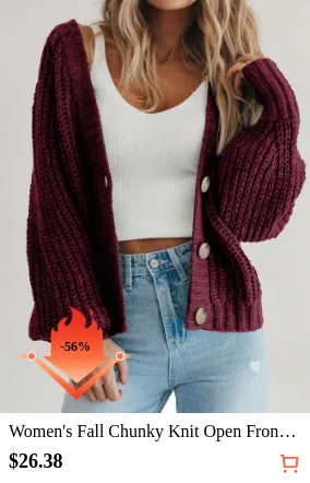 Women s Fall Chunky Knit Open...