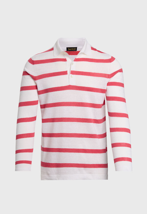 Image of LINEN & COTTON HORIZONTAL STRIPE POLO